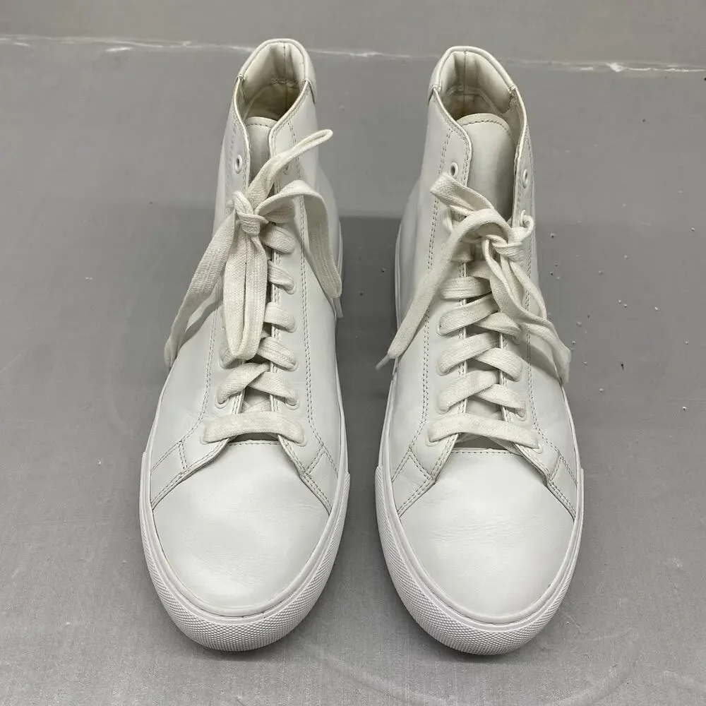 Tory Burch Nola High Top Sneakers Womens 8.5 White Leather Double T Logo 32702